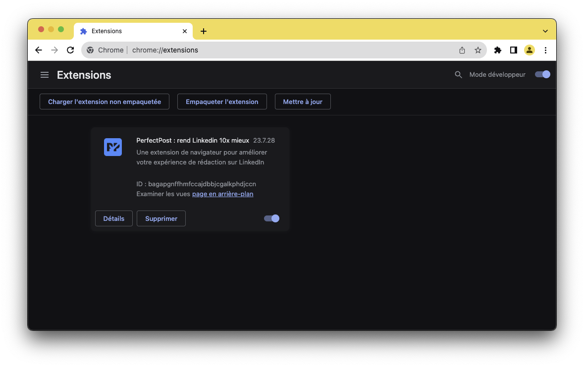 Chrome - supprimer perfectpost