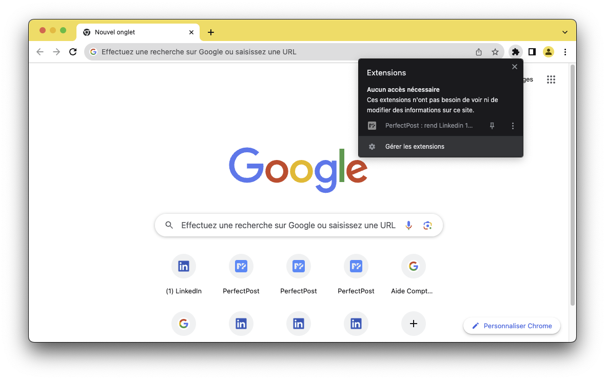Chrome - Gérer les extensions